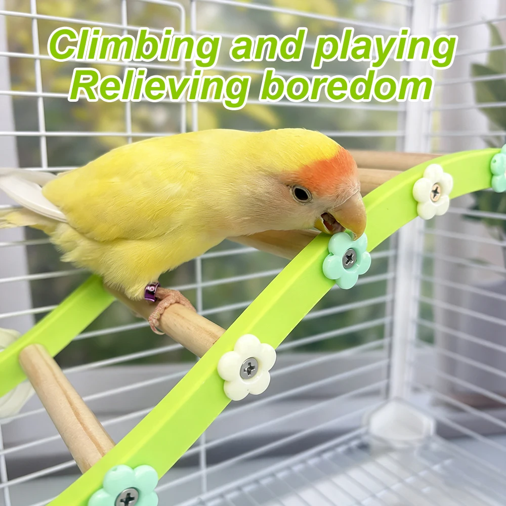 Bird Enrichment Climbing Ladder Bridge Toy - Flower Design for Cage Decor and Boredom Relief