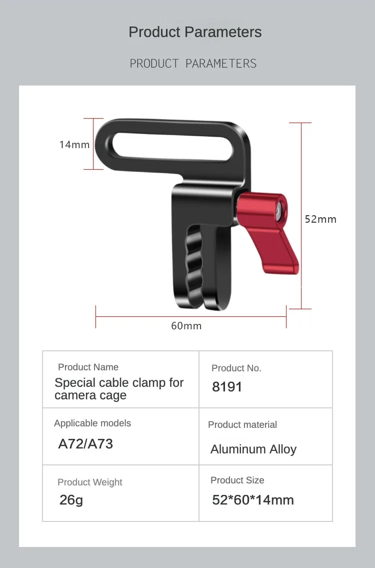 HDMI-kompatible Kabel klemme für Sony A72 A73 Käfig Rig Platte verstellbare Draht clip Organizer Halterung 1/4 "Schrauben Kamera Zubehör – Detail 5