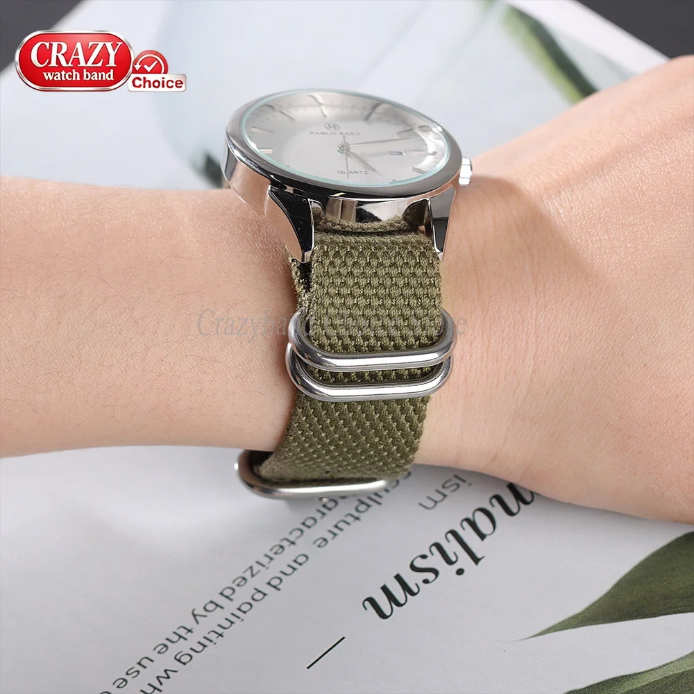 Universal Fabric Nylon Loop Watch Band with Metal Ring Buckle - Soft Sports Bracelet