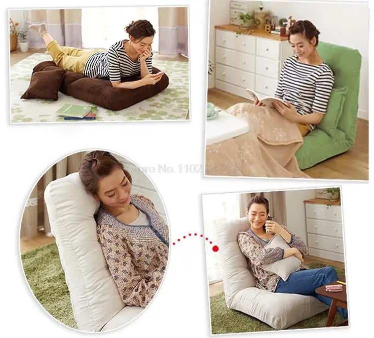 Folding sofa chair tatami lazy sofa floor chair computer reading back soft seat bed with pillow Lounger Seat Pouf Japanese style