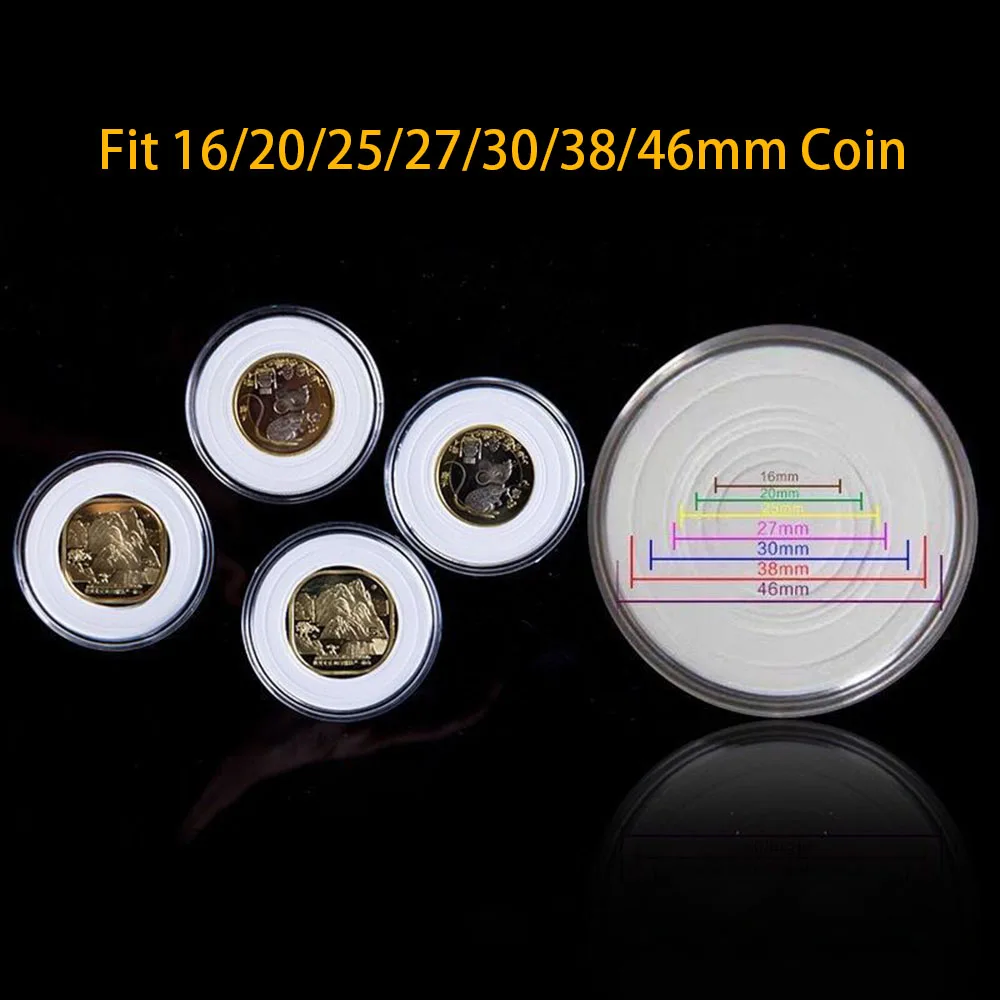 

20pcs 17/20.5/25/27/30/32/40/46mm Clear Round Coin Capsules Holders Storage Case Portable Container Display Collection Box