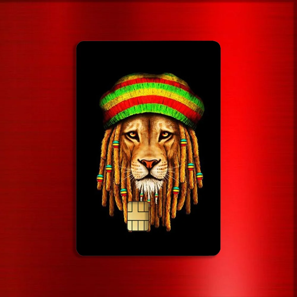 B-Bob Marley Rasta Lion Stickers For Debit Bank Credit Cards Metro Bus Pass Sticker Decoration Cover 4PCS Card Skin