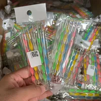 5Pcs/set Portable Nail Art Dotting Pen Crystal Handle Dual-ended Dotting Painting Drawing Brush Rhinestones Gems Picking Pen 2