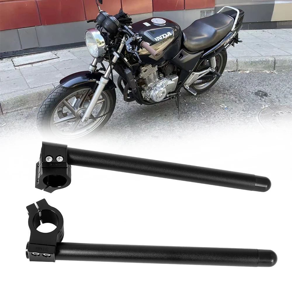 Universal Motorcycle Aluminum Handlebar Risers - Adjustable CNC Clip-Ons