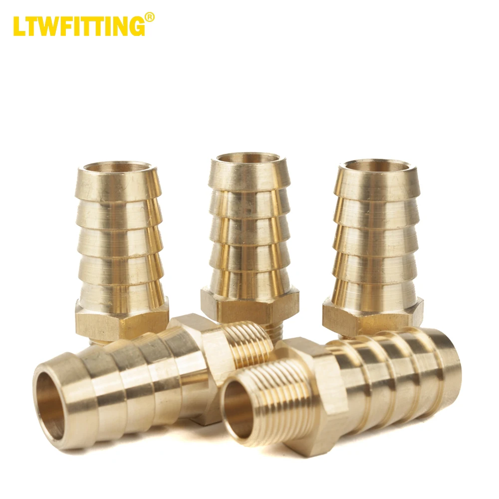 

Латунный штуцер LTWFITTING, штуцер, соединитель 3/4 дюйма для шланга ID x 3/8 дюйма, Мужской NPT топливный газ, вода (комплект из 5)