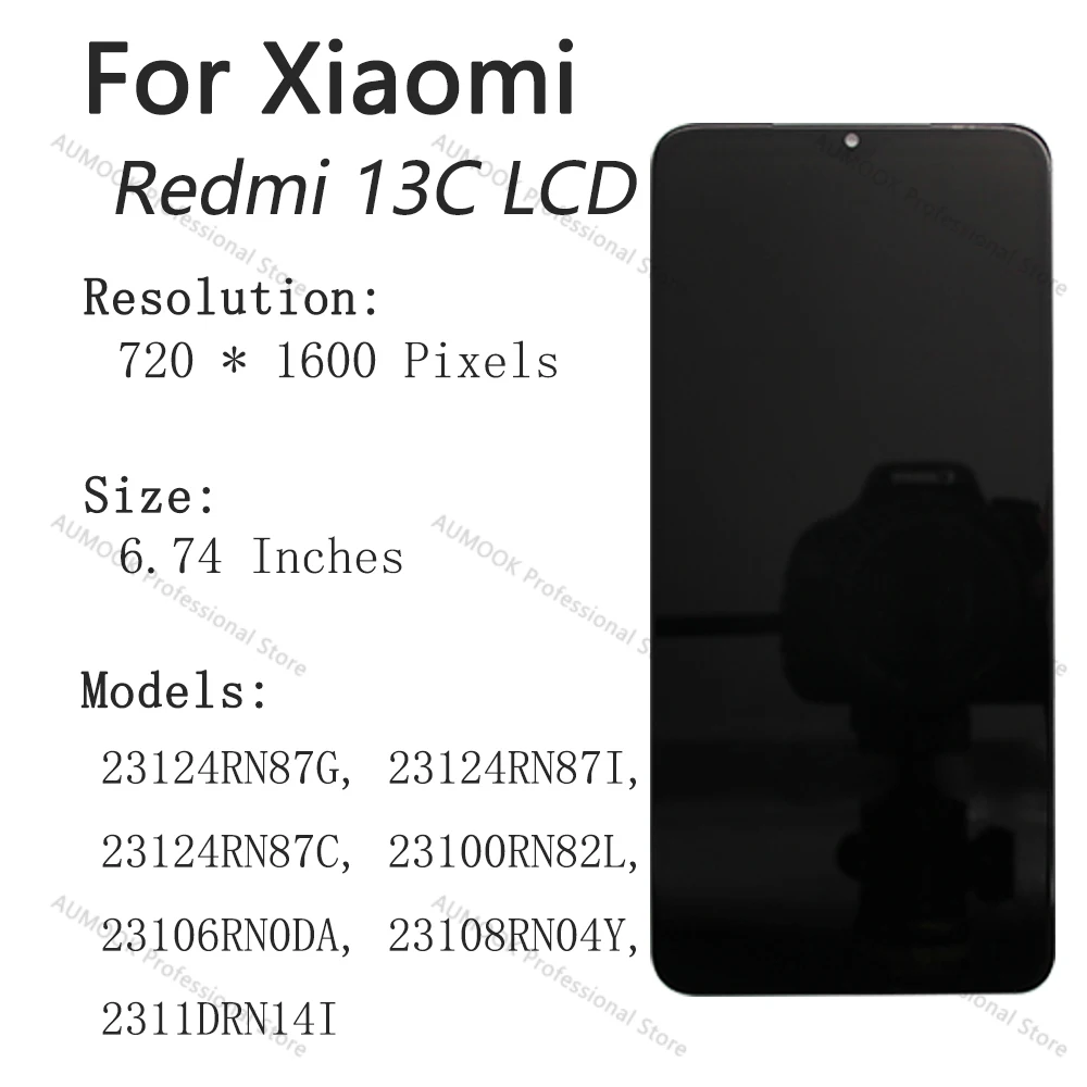 6.74" IPS LCD Display 23100RN82L Touch Screen Digitizer For Xiaomi Redmi 13C 5G Display 23124RN87G Replacement lcd display screen