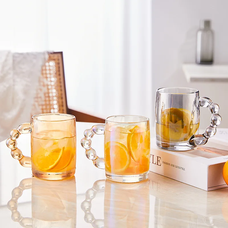 

High Color Value Heat-resistant Glass Mug Milk Tea Coffee Mouthwash Cup Juice Cup Household Large Capacity Water Cup with Ha