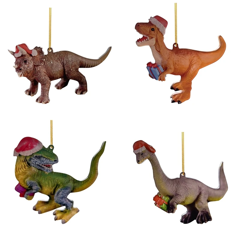 

1 шт. Новое Рождественское украшение, подвеска в виде динозавра, мультяшный акриловый динозавр, Рождественская елка, украшения для автомобиля, украшения для дома, подарки