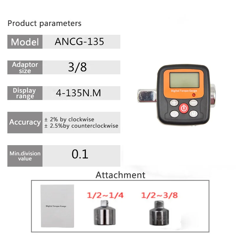 1/4" 3/8" 1/2 Company Direct Torque Wrench Tester Torque Adapter Digital Meter Adapters For Head Bike Car Repair Tools