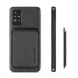 Sleek Carbon Fiber Magnetic Card Holder Wallet Case - ForGalaxyNote20Ultra (Case with card bag)