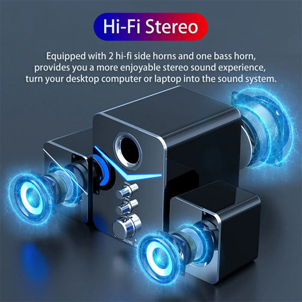 Portable USB LED Computer Speakers with Subwoofer