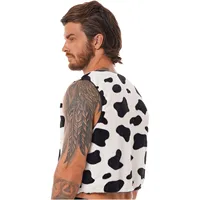 Gilet imprimé vache pour hommes, haut en flanelle, sans manches, ouvert sur le devant, veste, Cardigan de Cowboy pour Halloween, Festival, fête Rave, déguisement 3