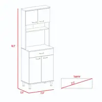 Della 60 Kitchen Pantry with Countertop, Closed & Open Storage White 2