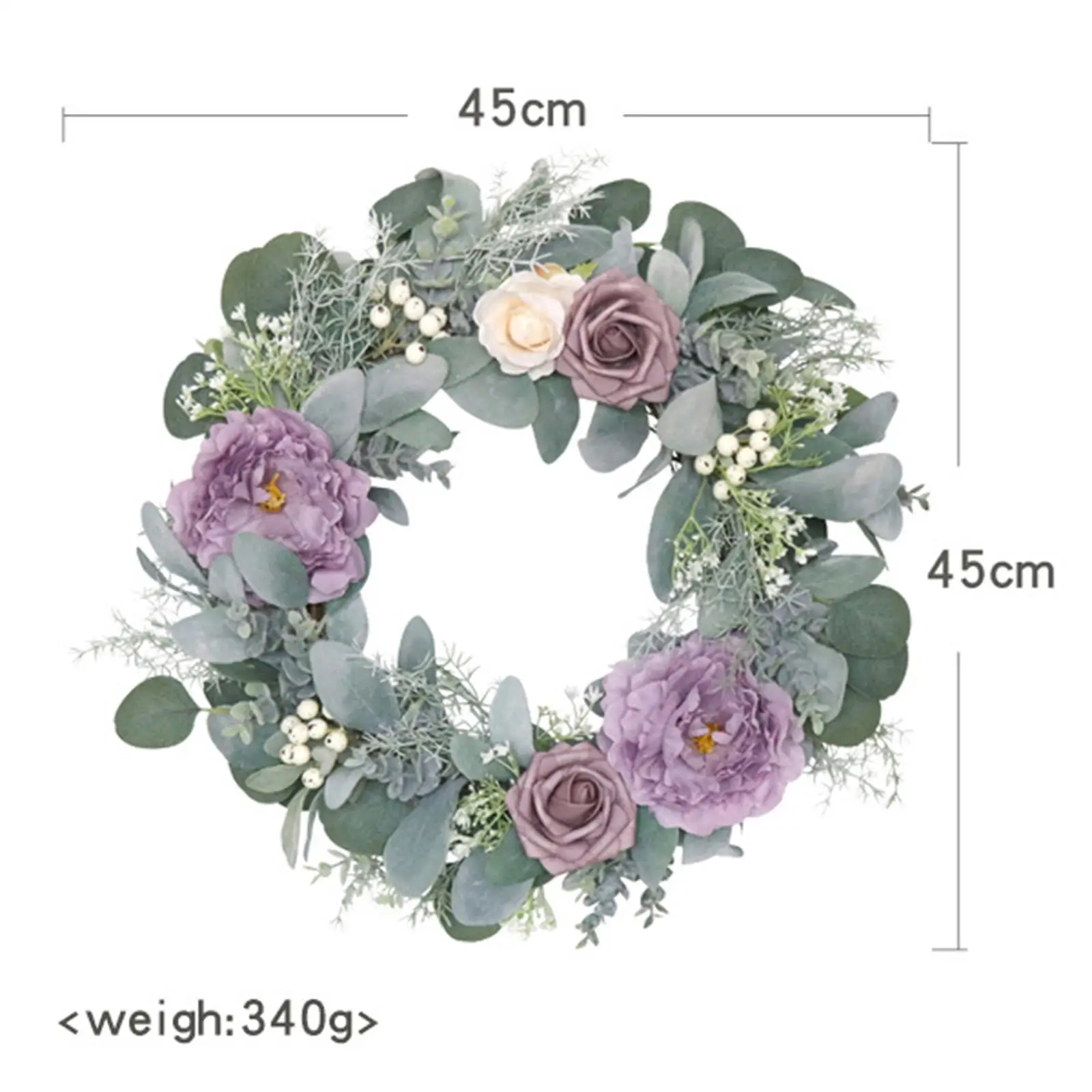 18inch Peony Wreath Valentines Wreath Greenery Leaves for Front decor Door Office Garden