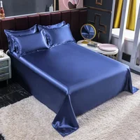 WASART Two-sided satin rayon flat bed sheet set couple 2 people summer luxury double bed bedsheet single double queen king size 6