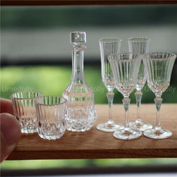 Elegant Miniature Dollhouse Beverage Set - Pretend Play Kitchen Accessories (Bottle and glass A)