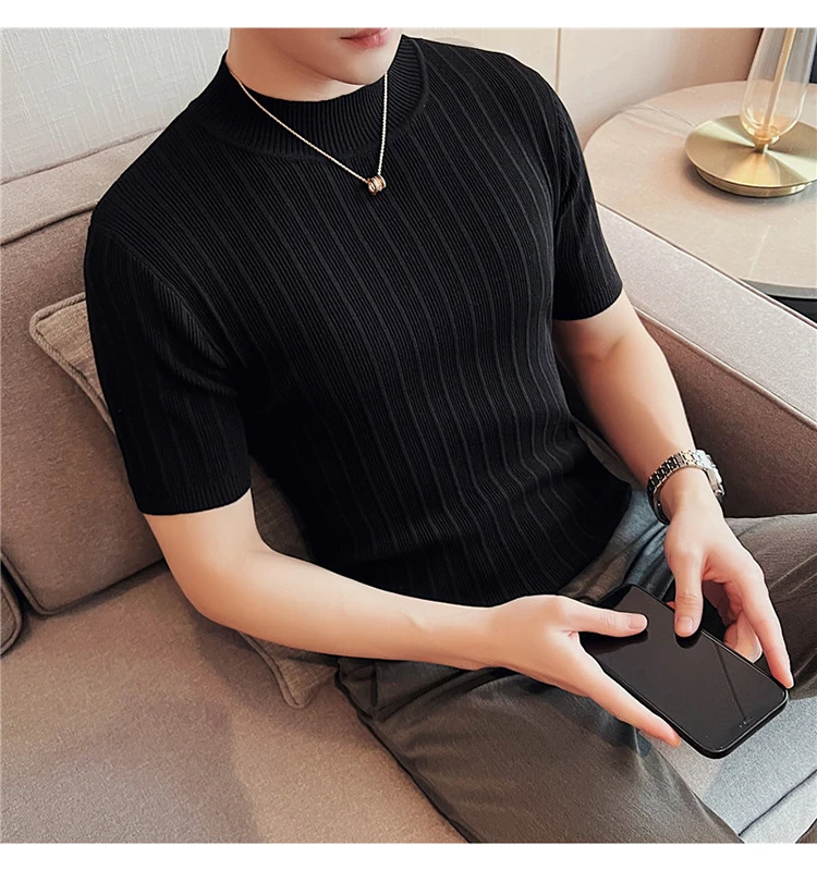 Pull en tricot à col rond pour Homme, vêtement décontracté à rayures, coupe  ajustée, collection automne-hiver 2022, M-3XL - AliExpress