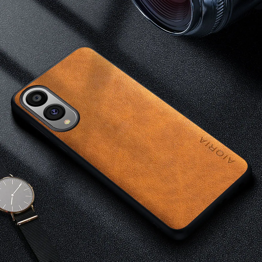 Leather Retro Business Style Solid Color Phone Case