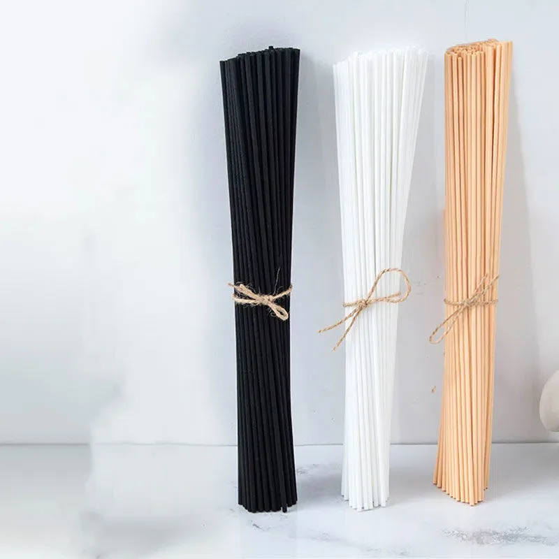 500PCS 5/4/3MM X L30/25/20CM Black White and Beige Home Decor DIY Aromatherapy Stick Accessories Fiber Rattan Replacement Sticks