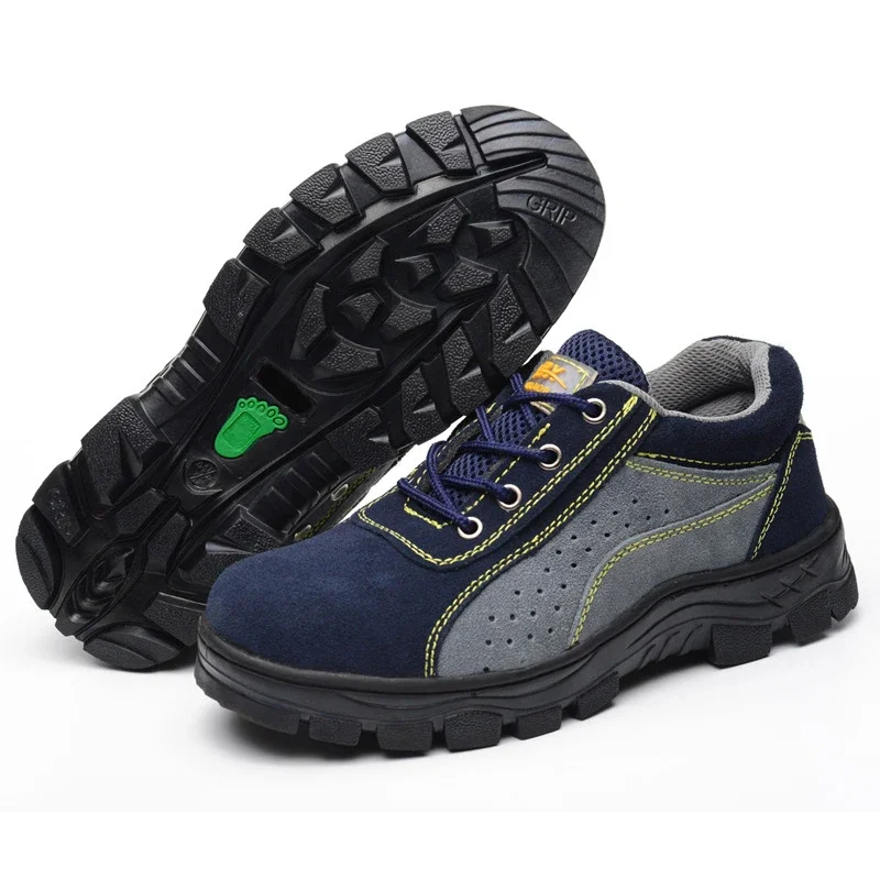 Spring Work Boots Men Steel Toe Suede Leather Breathable Casual Shoes Labor Insurance Safety Shoes