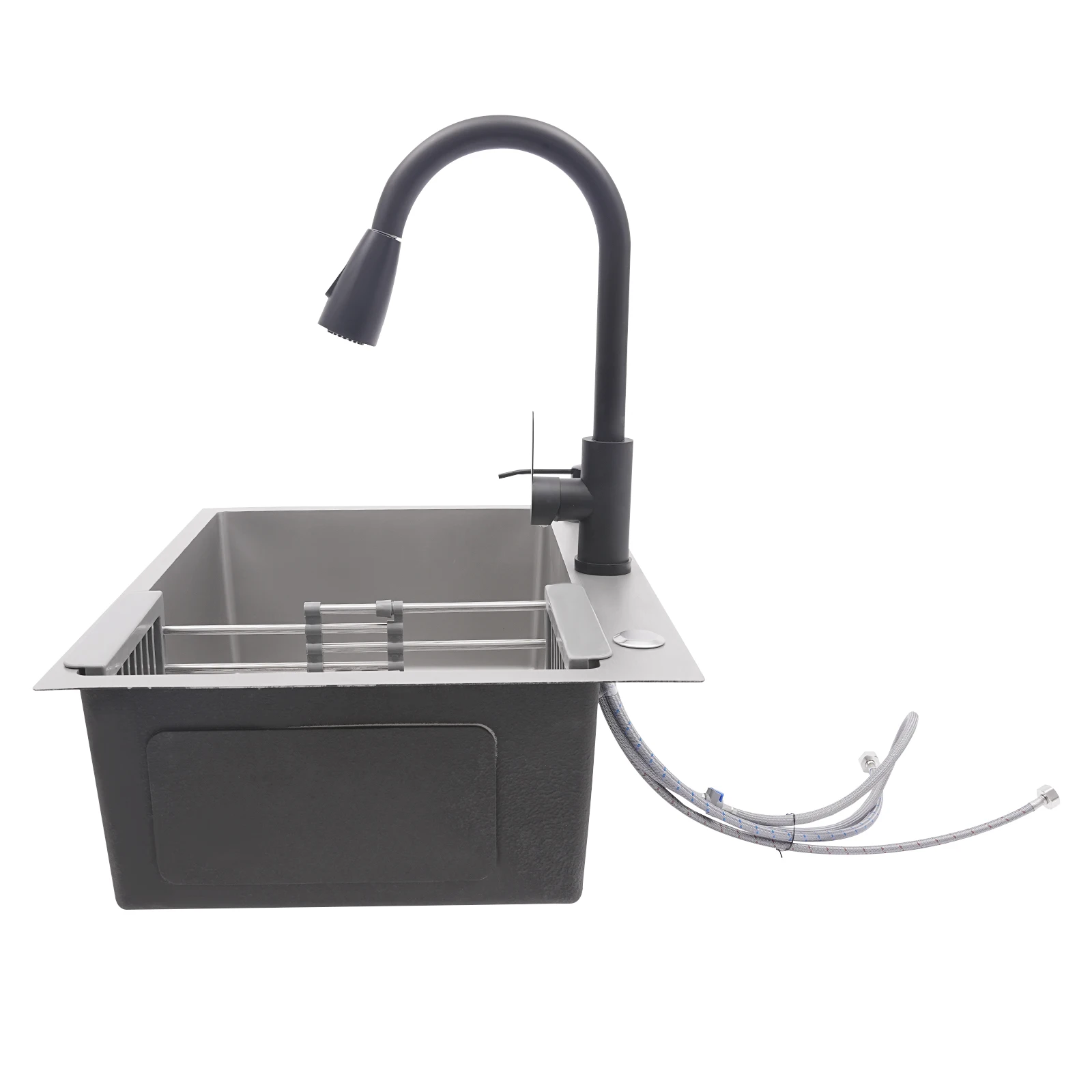 Grey Stainless steel and alloy Kitchen and Laundry Sink with Cabinet and Faucet, Cabinet with Sink for Laundry & Utility Room 3