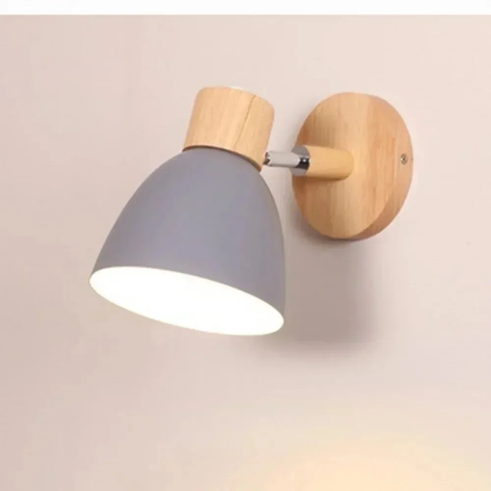Modern Colorful Wooden Nordic Wall Lamp Modern Wall Sconce for Bedroom Living Room Home Lighting Macaroon Steering Head E27