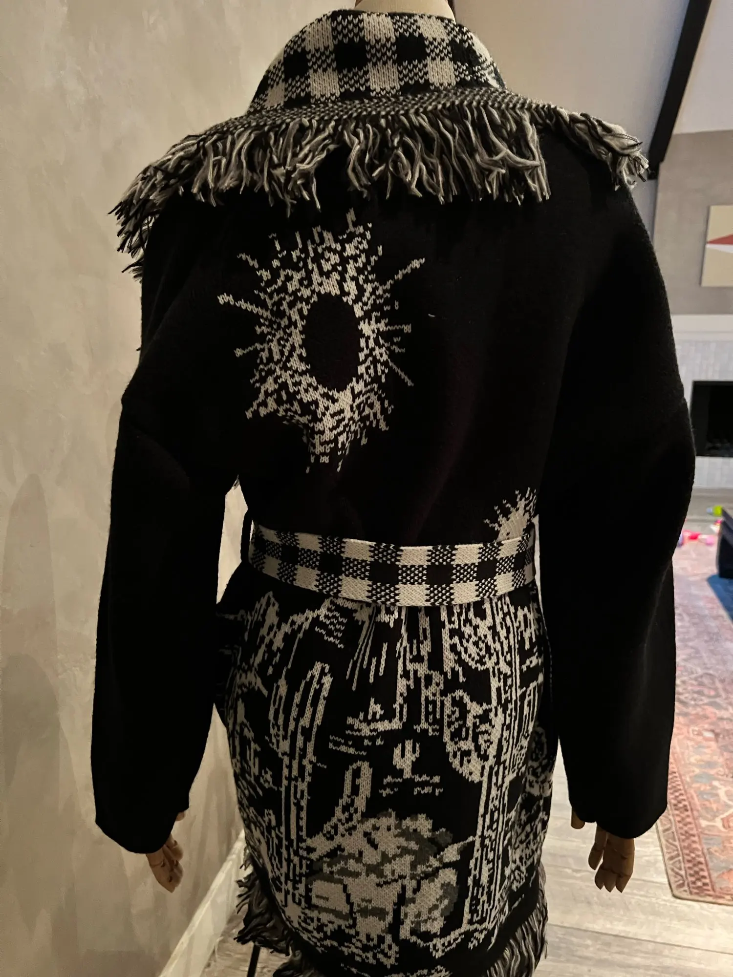 WQJGR Cardigan Sweater Women Wool Kniited Tassel Doodle Jacquard Loose Full Sleeve High Quality Cashmere Winter Jacket Women 6
