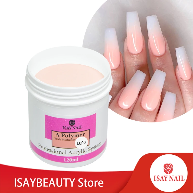 ISAYBEAUTY 120g Nail Acrylic Powder White Pink Clear Carving Crystal Polymer Builder Nails Extension power dipping nail polish