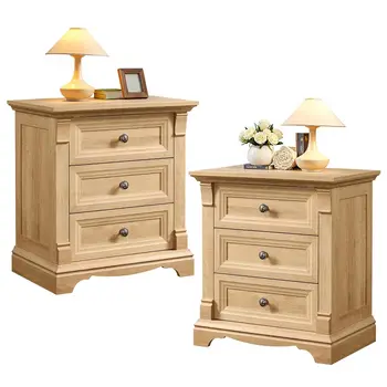 Rustic Oak Nightstand Set 7