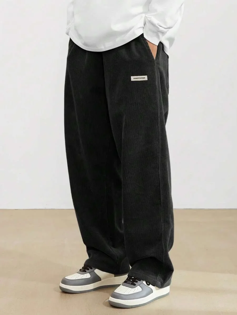 Corduroy pants men clothing Sweatpants Loose-Fit Casual Pants man baggy hosen Regular Length Trousers men cargo pants women 2