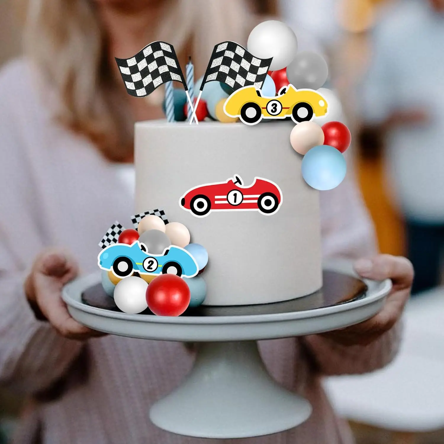 Décoration Anniversaire Flash Mcqueen Déco Anniversaire Thème Cars 4 Ans - Kit Complet Avec Ballons, Banderole Happy Birthday Et Décoration Gâteau Deco Anniversaire Cars