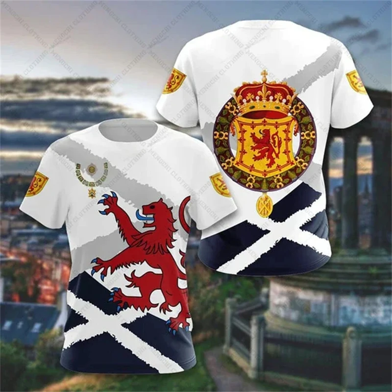 Scotland Flag Men's T-shirt 3D Print Scottish National Emblem Tops Short-sleeved O-Neck Oversized Sportswear Tee Shirt Clothing - Image 5