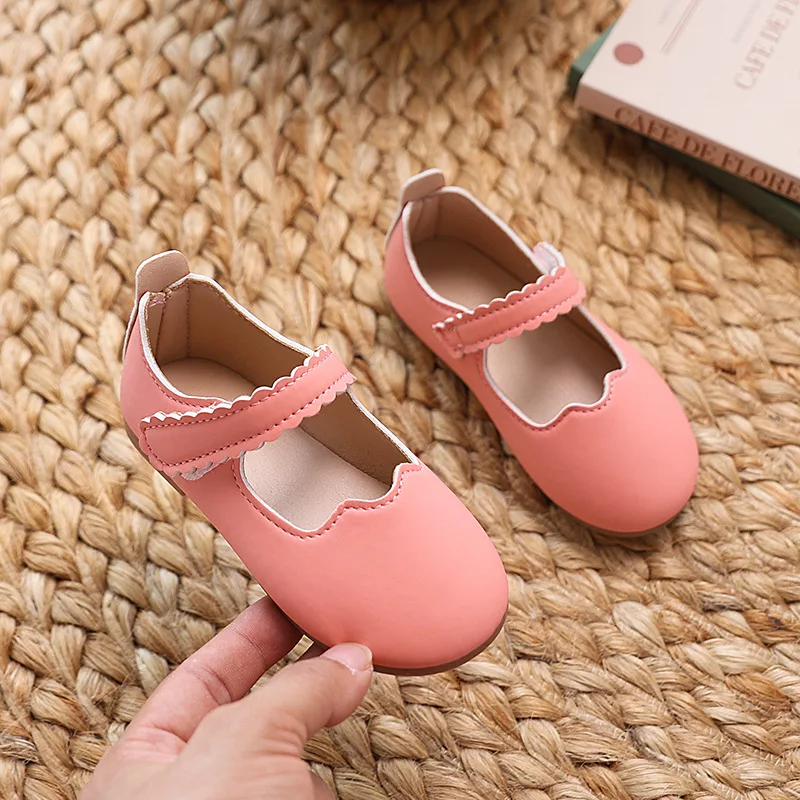 Leather Girls Ballet Shoes for Wedding Party