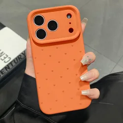 Charming Love Heart Candy Matte Silicone Case - Ultra Slim and Soft Cover - iPhone 16 Pro (Orange)
