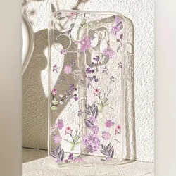 Elegant Purple Floral Transparent Soft TPU Phone Case Cover - iPhone X (Clear JKC20)