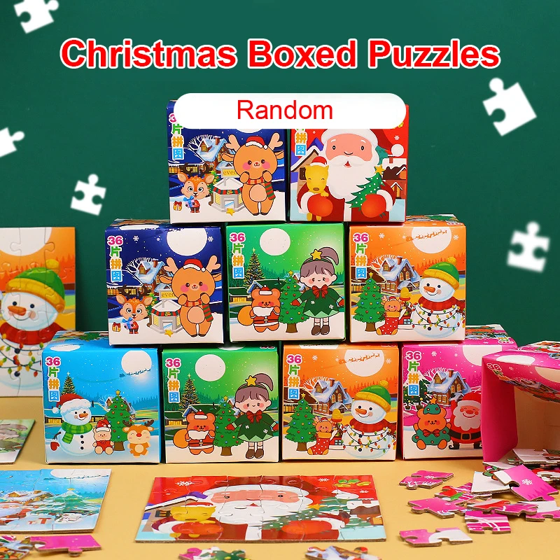 

Creative Christmas Gift Box Puzzle Toy Kids Cartoon Cute Paper Jigsaw Puzzles Children's School Early Educational Toys Gift