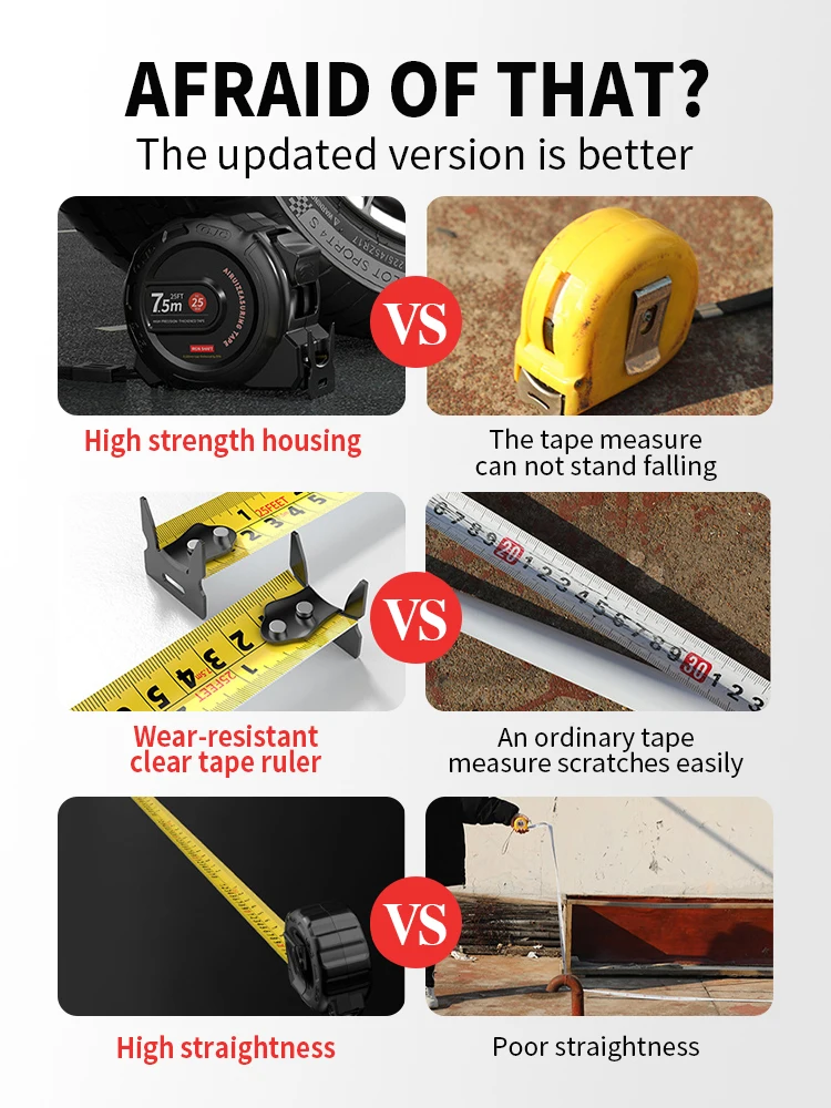 Wear-resistant Steel Tape Measure Measuring tools Anti-corrosion Retractable Ruler Woodworking Ruler Measuring Tools