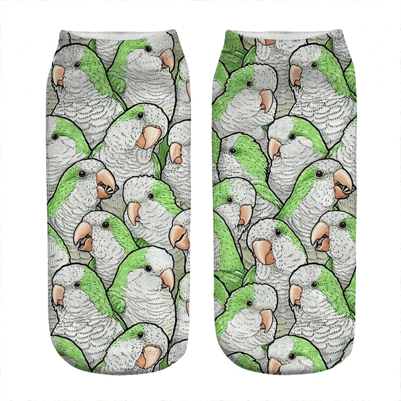 

Funny Women's socks Green Quaker Parrots Socks Women harajuku Happy Novelty girl gift Breathable all-match Socks for women
