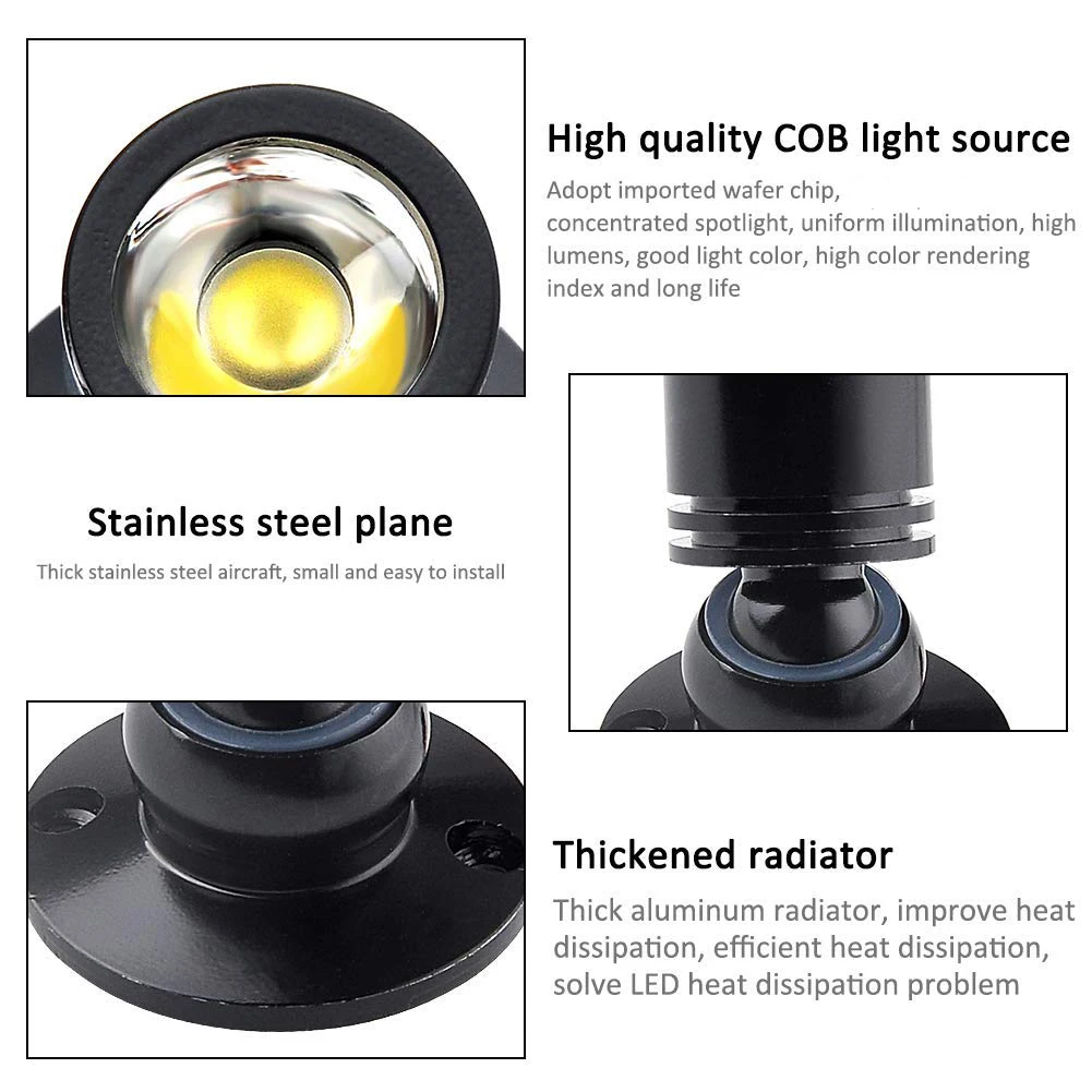 RGB Small LED Surface Mount Spotlight 1W/3W Mini LED Ceiling Showcase DownLight 360° Swivel With 5VUSB Switch And RGB Controller 5