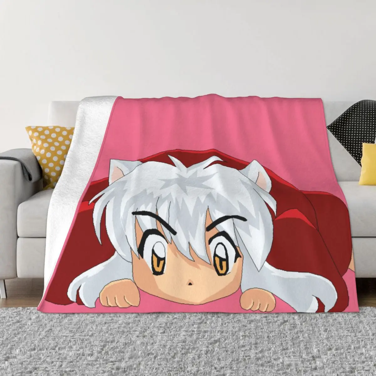 Inuyasha Cartoon Plaid Blankets Sofa Cover Fleece All Season Japanese Anime Soft Throw Blanket For Bed Couch Plush Thin Quilt