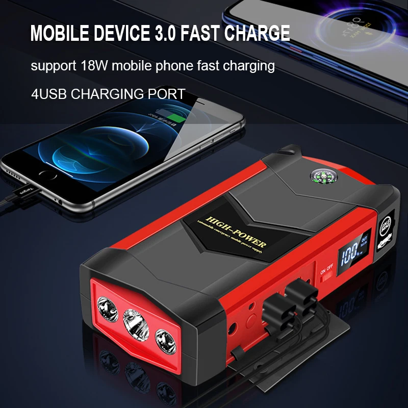 12V 82800mAh 4 USB Voiture Jump Starter Power Bank Chargeur