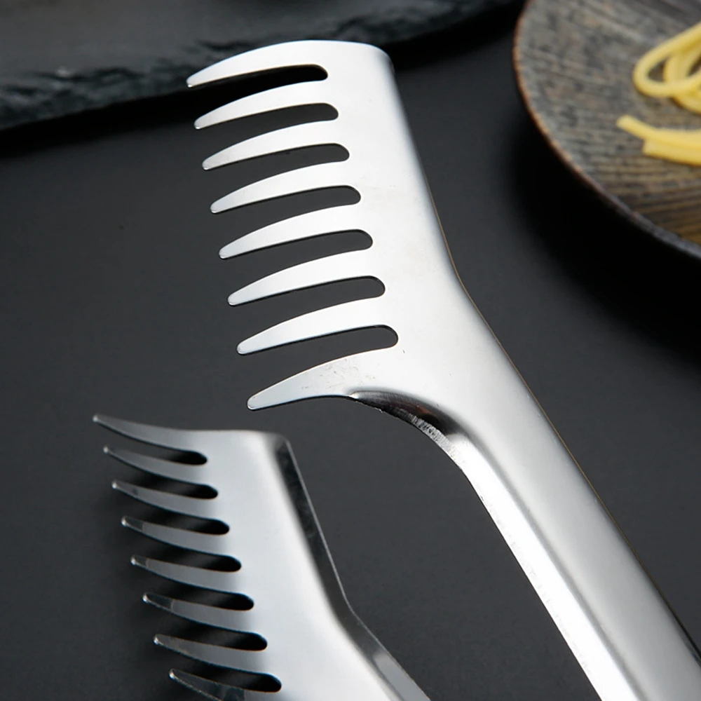9 Inch Stainless Steel Noodle Tongs Pasta Spaghetti Tongs Food Clips Stainless Steel Handle Cooking Utensils Kitchen Accessories