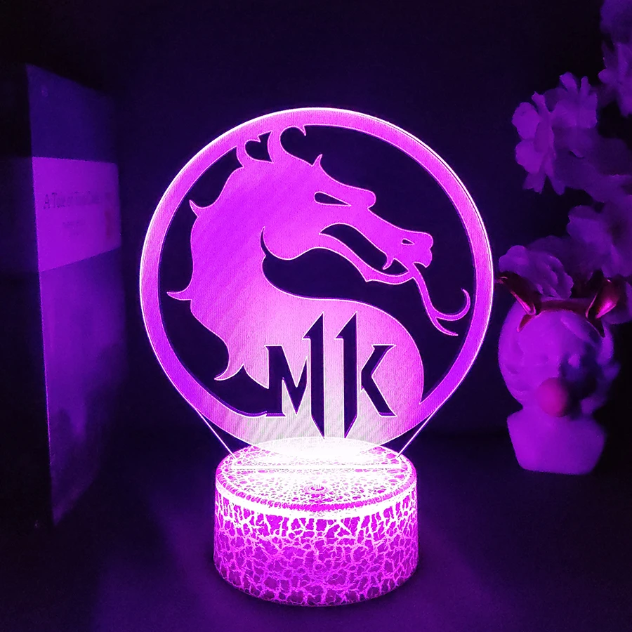 Mortal Kombat 11 Dragon Logo Night Light Led Touch Sensor Color Changing Nightlight for Kids Child Gaming Room Setup Cool Stuff
