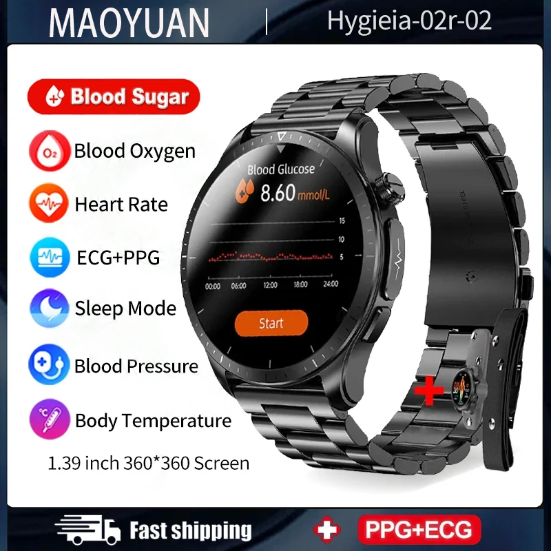 

ECG+PPG Smartwatch Blood Sugar Blood lipids Blood Pressure Body Temperature Health Monitoring Laser Therapy Smart Watch For Men