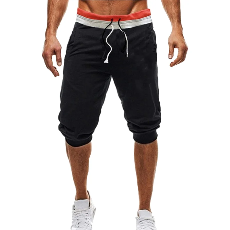 Men Fashion Sweatpants Loose Cropped Trousers Jogger Trousers Men Casual Fitness Jogging Sports Capri Pants