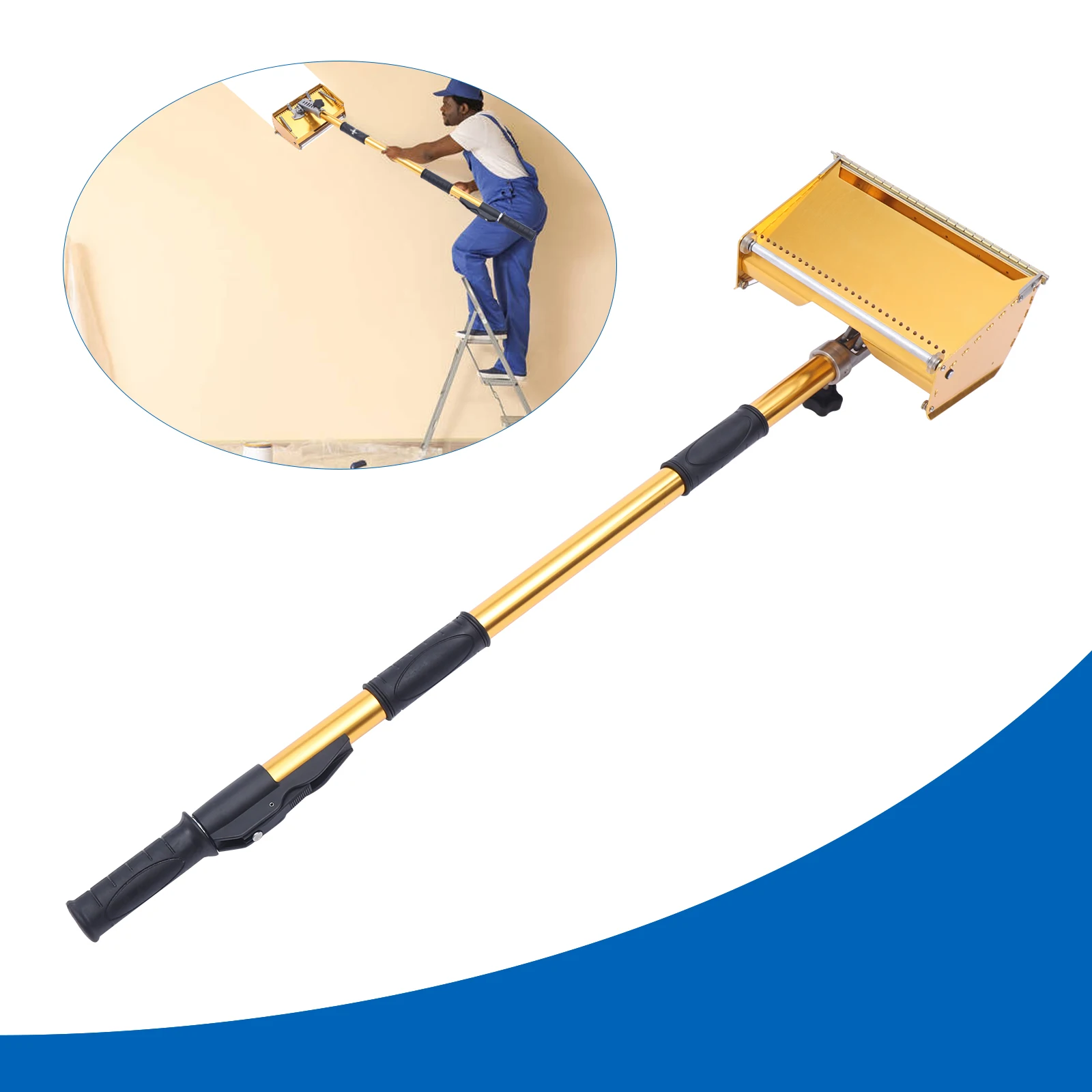 10" Professional Drywall Flat Finishing Box Tool w/ 40-64 Inch Adjustable Handle