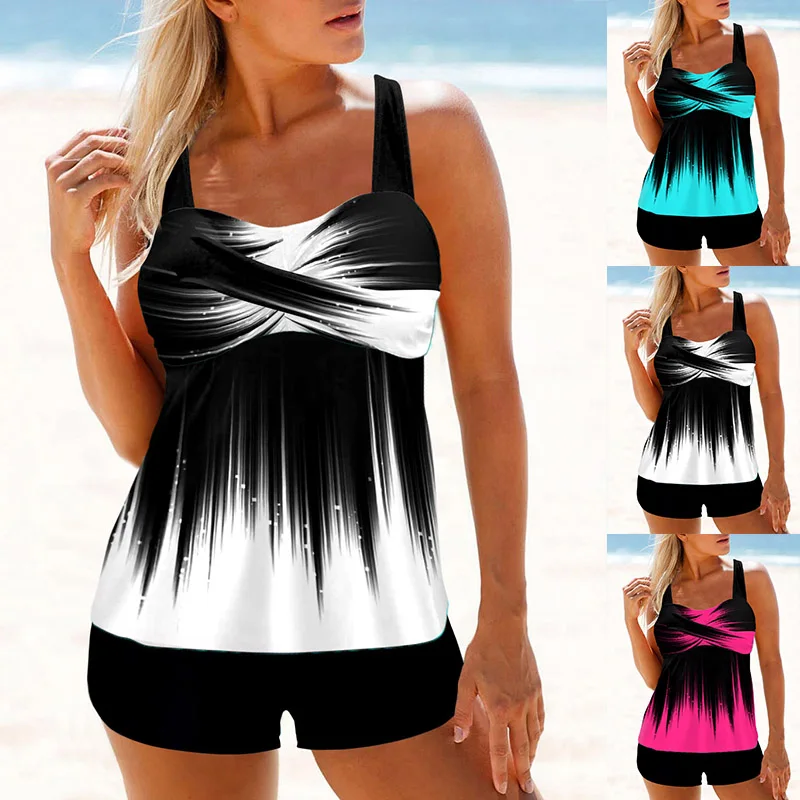 

2023 Women's Sexy Beach Swimwear Tankini Two Piece Swimwear Print Tankini Beach Summer Fashion Beach Women's Swimwear Set