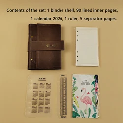 Vintage Brown A6 Tri - Fold PU Leather Planning and Organizer Notebook - A6 (Set of lined pages L)