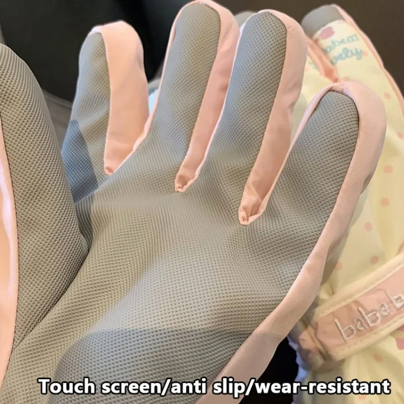 Winter Ski Gloves Women Touch Screen Thick Velvet Keep Warm Cold Windproof Waterproof Motorcycle Riding Gloves