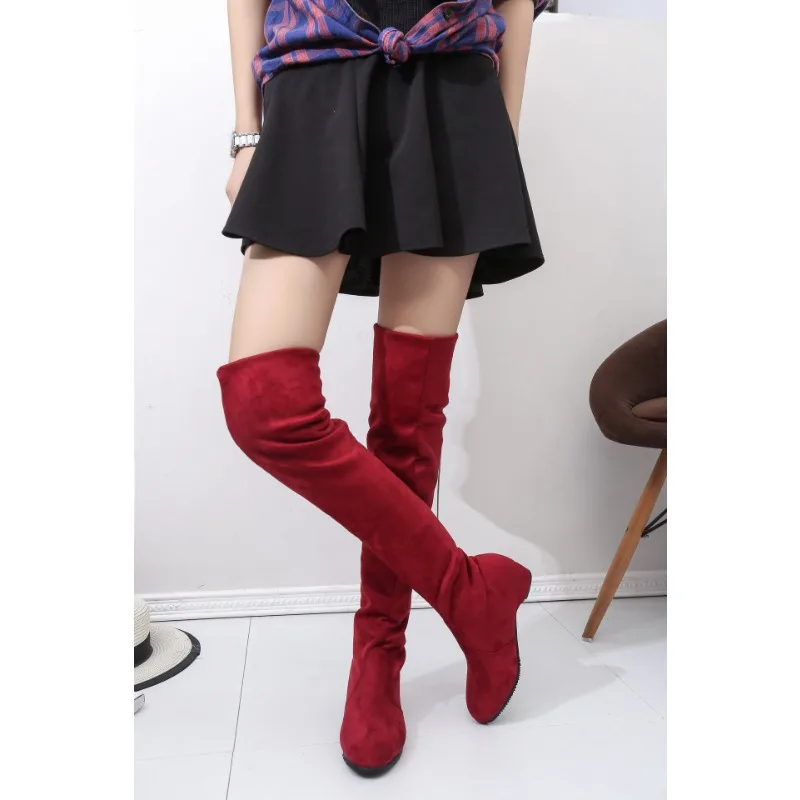 Women's High Boots Shoes Fashion Women Over The Knee Boots New Autumn Winter Flock Botas Feminina Thigh High Ladies